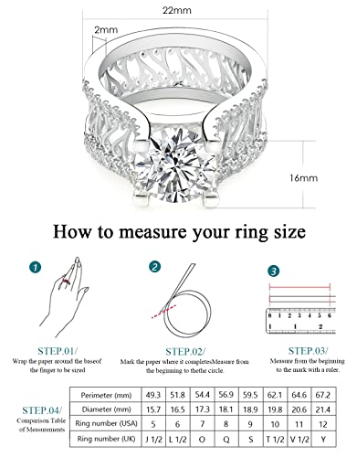Image of Moissanite Engagement Rings Wedding Ring D Color VVS1 Round Cut S925 Sterling Silver Plated 18K White Gold Promise Rings for Women