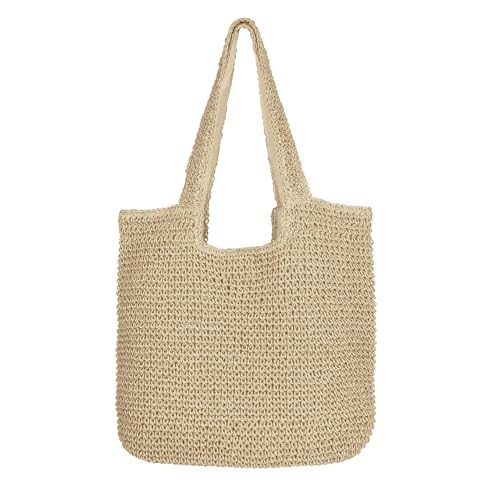 Image of Beach Shoulder Bags for Women,Handwoven Rattan Straw Beach Bag Summer Sea Casual Shoulder tote Basket Bag For Women