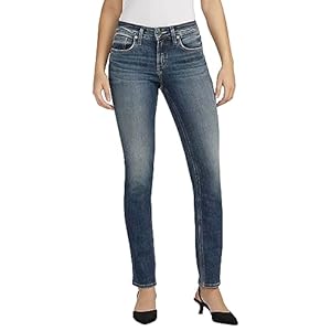 Silver Jeans Co. Women’s Suki Mid Rise Curvy Fit Straight Leg Jeans
