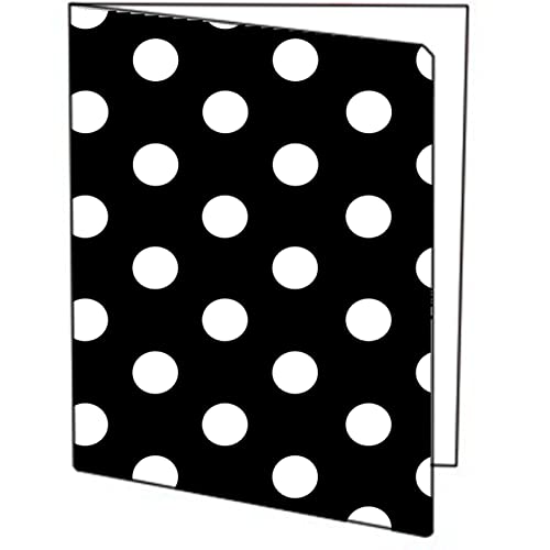 White Polka Dot Polka Dots Black Background Three (3) Pack of Printed 9x12 Pocket Folders