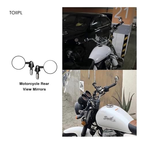 Retrovisor moto retro redondo de aluminio resistente con anclaje de manillar universal 6