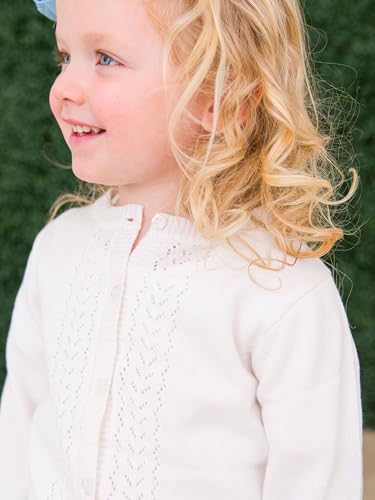Image of RuffleButts Baby /Toddler Girls Ruffled Long Sleeve Cardigan Button-Up Sweater