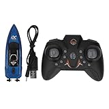 Fdit Jouet de Bateau télécommandé, Mini Hors-Bord électrique étanche à Grande Vitesse avec Hélices Doubles pour Baignoires Intérieures et Petites Piscines (Blue)