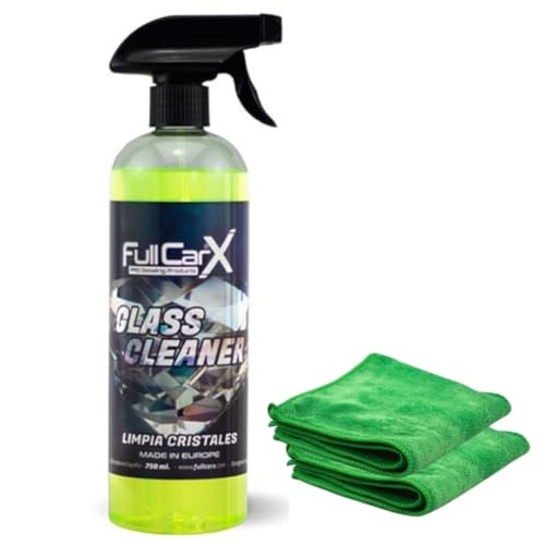 AutoFullCar - Kit de nettoyage pour vitres de voiture FullCarX - Glass Cleaner FullCarX 750 ml + 2 chiffons en microfibre - Séchage rapide, brillance durable, nettoie vitres pare-brise miroirs
