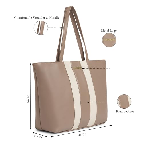 Image of Caprese Evelyn 15.6-Inch Laptop Compatible Large Tote Bag for Women | Stylish, Durable, and Spacious with Multiple Compartments, Back Zipper Pocket for Work, Travel, and Everyday Use
