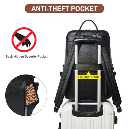 Mochila para portátil de polipiel negra para mujer 17 pulgadas miniatura 4