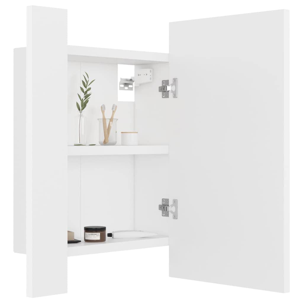 vidaXL Szafka łazienkowa z lustrem i LED, biała, 40x12x45 cm, akryl