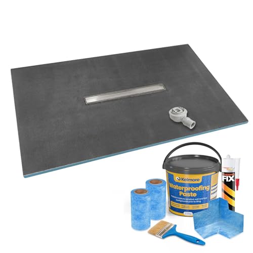 Image of Thermopanel Waterproof Linear Wet Room Shower Trays Including Tanking Kits and Tiles Grate - Suitable for Underfloor Heating with Waste Trap Drain - 1200 x 900 x 30mm