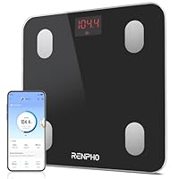 RENPHO Personenwaage Digital mit APP 180 kg, Waage Personen mit Körperfett und Muskelmasse mit 13 Messwerten, Bluetooth Körperfettwaage für Baby und Schwangere, Schwarz