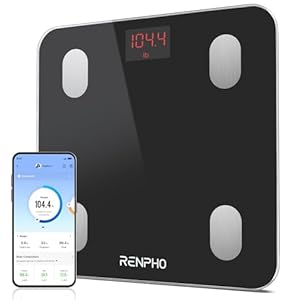 RENPHO Bluetooth Body Fat Scale, Digital Smart Bathroom Weight Scales for Body Composition Analyzer with Smartphone App, 13 Body Composition Measurements for Fitness, Black, Elis 1