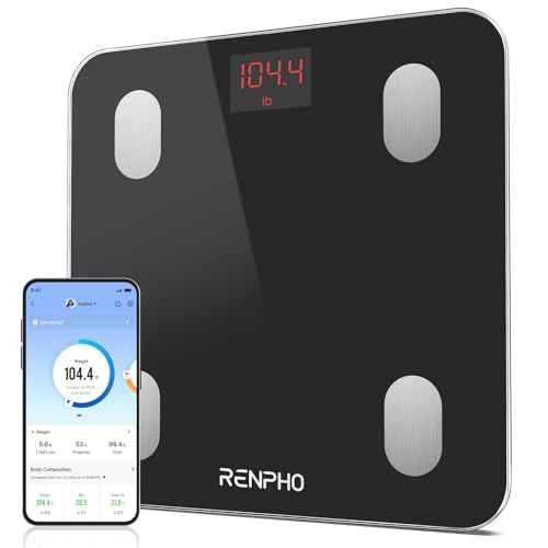 RENPHO Balance Pese Personne 180kg, Balance Connecté Bluetooth Pese Personnes Impédancemètre, 13...