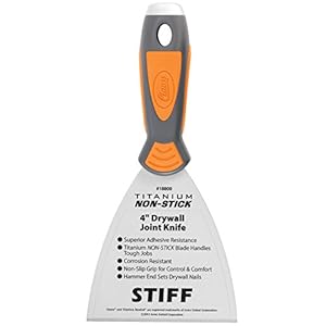 Clauss 18809 STARRER 10 cm / 4 inch titanium non-stick gipskarton-scharnierspatel, grijs/geel