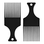 ALIIP Afro Combs for Curly Hair, Black Wide Tooth Hair Pick Comb Set for Detangling, Men & Women, Styling for Curly, Frizzy, Thick Hair (15 x 6.3 cm) 2-Pack