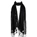 Scarf& Bright Solid Color Thin & Light Fashion (Black)