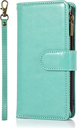 Étui portefeuille iPhone 14 Plus coque de protection à rabat avec grand rangement zippé