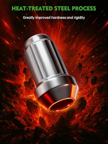 Image of AUTOPTIM 7 /16-20 Spline Lug Nuts - 20Pcs Chrome Closed End Nuts with Socket | Replacement for 1964-1983 Chevy Malibu, 1967-1981 Camaro, 1969-1972 Blazer, 1958-1970 Impala, 6 Point Aftermarket Wheel Nuts