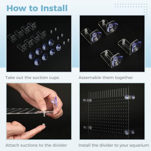 Gekmor 2Pcs Fish Tank Dividers, Acrylic Divider Isolation Board With Suction Cups, Diy Designed Clear Easy To Install And Assemble For Fish Tank Aquarium, 15.74" X 11.81" #TOP5