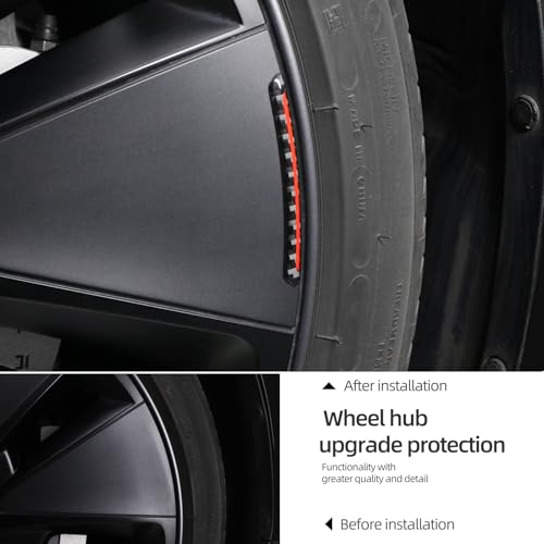 Image of BETTERHUMZ Car Wheel Rim Decal Stripe Compatible with Tesla Model 3 Highland Model Y Juniper Model S X Carbon Fiber Performance Emblem Reflective Sticker Exterior Accessories (Black)