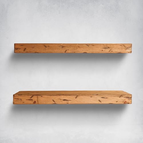 Urbandi Rustic Distressed Floating Shelves, Set of 2, Handmade Out