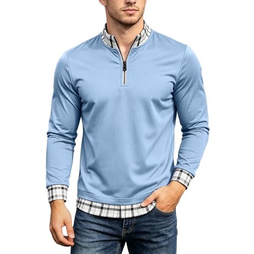 Chemise golf homme manches longues col montant zippé doux