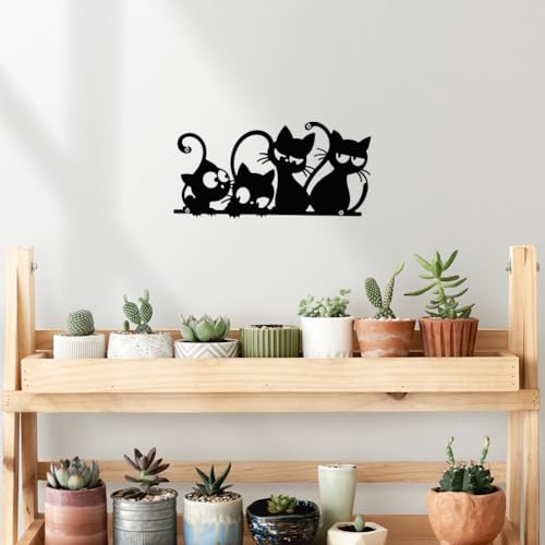 Acrnigheet Cat Metal Wall Art Decor Home Wall Decor Minimalist Cute Cat Wall Decor Black Cat Wall Decorations Modern Wall Hanging Decor For Living Room Bedroom Kitchen Garden Black thumb #5