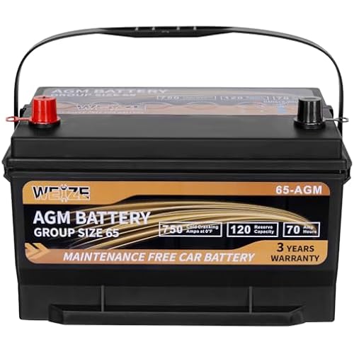 Weize Platinum AGM Battery BCI Group 65 Automotive Battery, 12V 70ah, 120RC, 750CCA, 36 Months Warranty, Replacement for Car, SUV