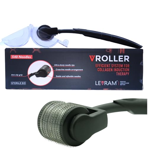 MYORA Derma Roller profesional de 1,5 mm con 540 microagujas de titanio para activador de barba, regeneración del cabello, para caída y engrosamiento del cabello, para cuero cabelludo y barba, fácil