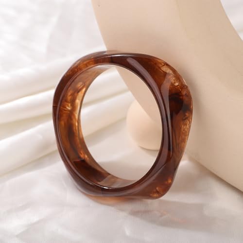 Image of JWICOS Resin Bangle Bracelet for Women Acrylic Cute Chunky Bracelet for Women Exaggerated Irregular Acrylic Resin Wristband Bracelet Bangle
