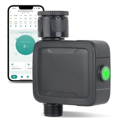 Gestiona tu riego con total facilidad desde la app. Programa tus zonas y disfruta de la función de retardo por lluvia para ahorrar agua. Controla el riego por Bluetooth sin necesidad de WiFi. Ideal para tu jardín o invernadero.