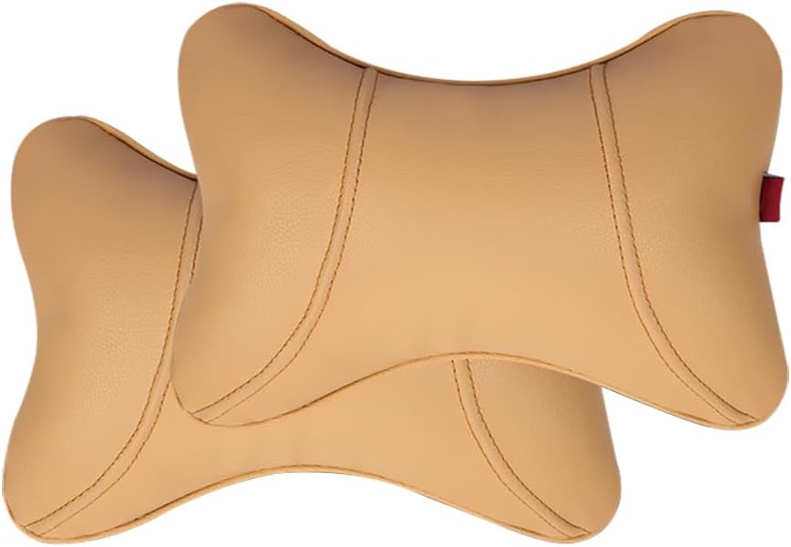 Car Neck Support Pillow for Neck Pain Relief When Driving, Car Seat Neck Support Pillow with Adjustable Strap, PU Soft Leather + Memory Foam for Driving Headrest Relax, Black