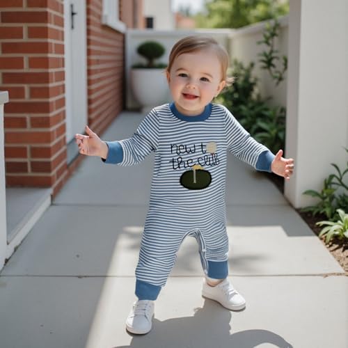 Newborn Baby Boy Golf Clothes New to the Golf Club Embroidery Waffle Long Sleeve Jumpsuit Romper Baby Shower Outfit4