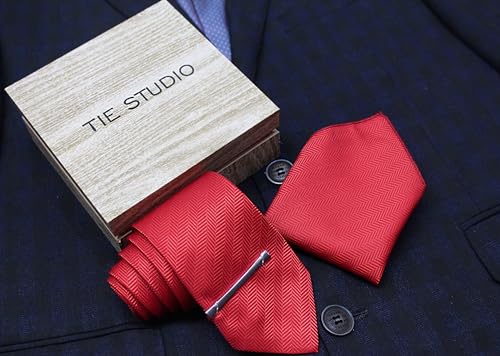 Image of TIE STUDIO Men's Necktie Pocket Square & Cufflink Set | Standard | Jacquard Fabric | Superior Stitching |