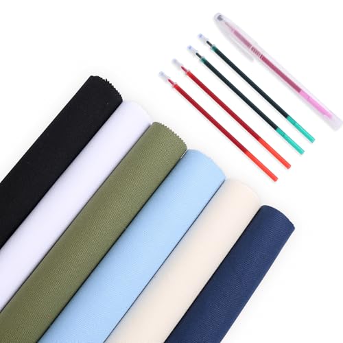 Image of 12-Piece Embroidery Kit,Embroidery Cotton Fabrics 11.8 by 11.8-inch Squares 6 Pcs 6 Color with 6 Water-Soluble Pens for Crafting & Decoration Embroidery Projects and Upholstery