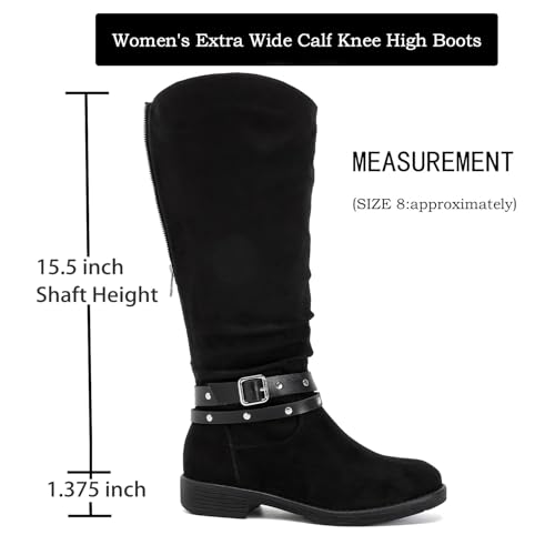 Image of Luoika Women's Extra Wide Calf Knee-High Boots | Wide Width, Round Toe, Plus Size, Slouchy Boots, Low Heel, Winter Boots.
