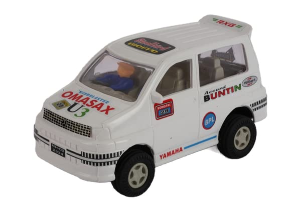 Shinsei MERC. Wagon Car Maintenance Free Pullback Spring Action Race Toy Gift for Boys 3+ Years. Strong ABS Plastic, NO Sharp Edges, BIS Certified. Pack of 1, Color White