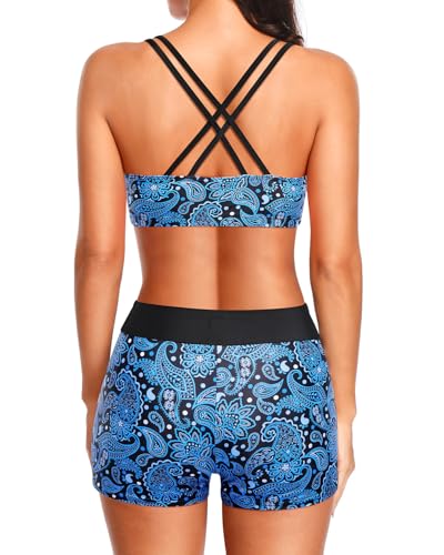 Image of Holipick 3 Piece Tankini Swimsuits for Women Tummy Control Bathing Suits Swim Tank Top with Bra Boy Shorts Teen Swimwear 2026