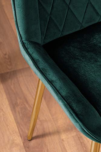 Furniturebox UK CASCINA Modern Industrial Glass And Gold Metal Round Stylish Dining Table And 4 Velvet Pesaro Gold Dining Chairs Set (Dining Table + 4 Green/Gold Pesaro Chairs)