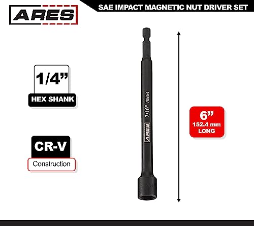 Ares 70654-7/16-Inch Magnetic Impact Nut Driver - Impact Grade Nut Setter With Industrial Strength Magnet #TOP1
