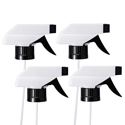 JYXR HOME&LIVING 4 Pack Mist Spray & Stream Sprayer Replacement Trigger Spray Tops Fits Standard 8oz, 16oz  & 32oz Bottles Boston Round 28/400 Neck Bottles, 10 Inch Dip Tube Included