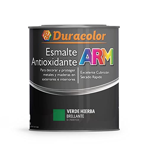 Esmalte Antioxidante ARM - Color Verde Hierba - 750 ml - Superficie Exterior e Interior - Acabado Brillante y de Rápido Secado - Excelente Dureza y Resistencia - Duracolor