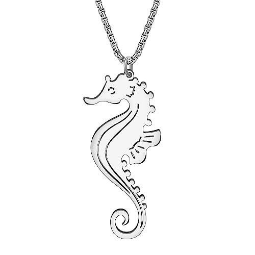 RAIDIN Collier en acier inoxydable plaqué or 18K avec animaux de l'océan hippocampe tortue dauphin mignon pour femmes filles pendentifs bijoux pour cadeaux...