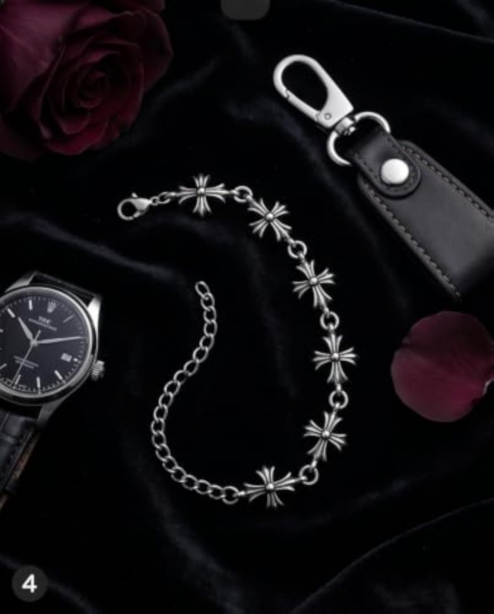 Men's Stainless Steel Cross Chain Bracelet, Everyday Wear