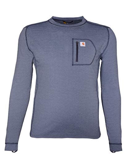 Carhartt Men's Force Heavyweight Thermal Base Layer Long Sleeve Pocket Shirt, Dark Navy Heather, Large