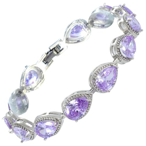Bracelet de tennis CZ coupe poire en or blanc plaqué pour sublimer vos tenues