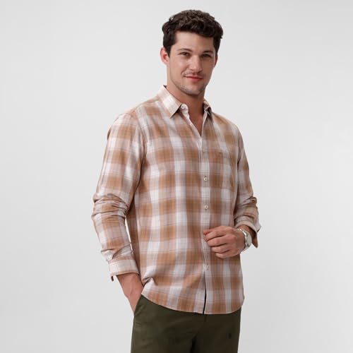 Image of BASICS 100% Cotton Checked Shirt for Men | Slim Fit | Everyday Smart Casual Wear | Full Sleeve