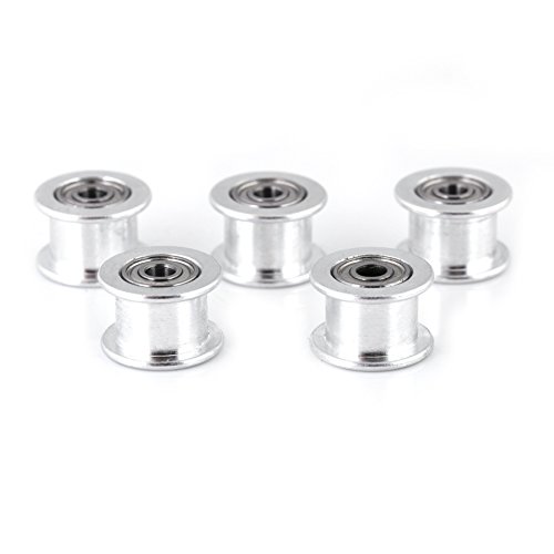 Tissting 2GT Timing Belt Pulley, 5pcs 6mm/10mm Width 16T/20T 3mm/5mm Bore Aluminum Alloy for 3D Printer Accessories (Ban