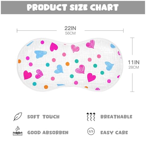 2 Pack Baby Burp Cloths, Soft Absorbent Burping Cloths for Babies, Cotton Milk Spit Up Rags, Large Size for Newborns, Baby Boys and Girls (Heart Dots Playful)4
