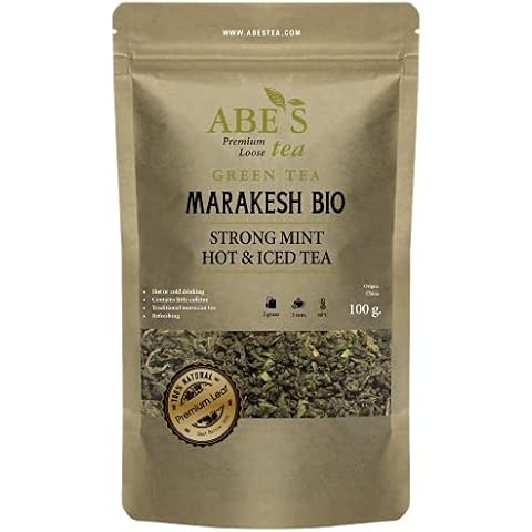 Abe's Tea |Green Tea | Premium Whole Loose Leaf Tea | Marrakesh | Flavour: Strong Mint | 100 Gram | 100% Natural Leaves from China Cover