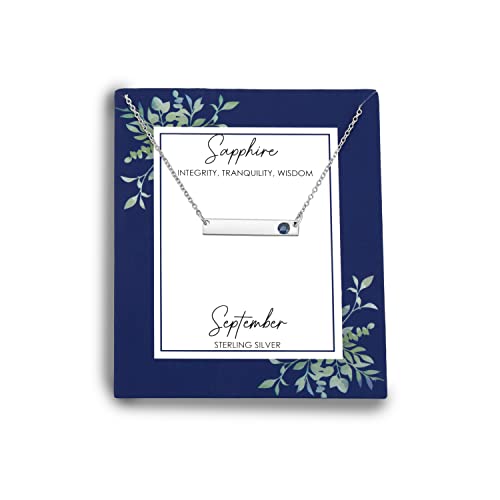 Sterling Silver or Gold Over Sterling Silver Bar Necklace with Genuine Stone, 16-20 Inches3