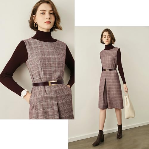 Image of Women's Fashion Classic Metal Buckle Leather Belt with Jeans Dress